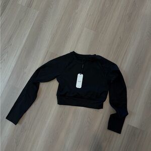 Black Long Sleeve Crop Top